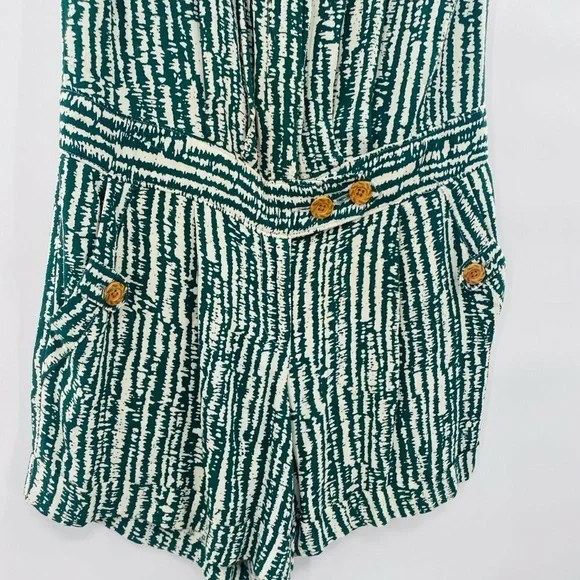 Anthropologie Ett Twa Safari Green Short Romper Short-all Outfit Sz 4 - Picture 5 of 9